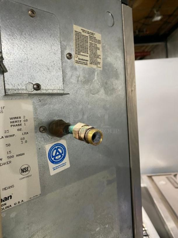 Scotsman CM3 Series Commercial Stainless Steel Ice Making Machine Head! Model: CME506AS-1F SN: 698405-03S! 115V 1 Phase! With Scotsman Commercial Ice Bin Underneath! Model: HTB555 SN: 703213-03S! On Legs! - Image 8 of 11