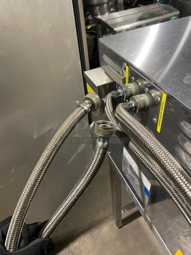 Groen Hyper Steam Series Commercial Stainless Steel Electric Powered Countertop 3 Pan Convection Steamer! With Built In Pan Holding Racks! Model: HY-3E STEAMER SN: 3E28241MS! 208V 3 Phase! On Equipment Stand With Legs! - Image 7 of 10