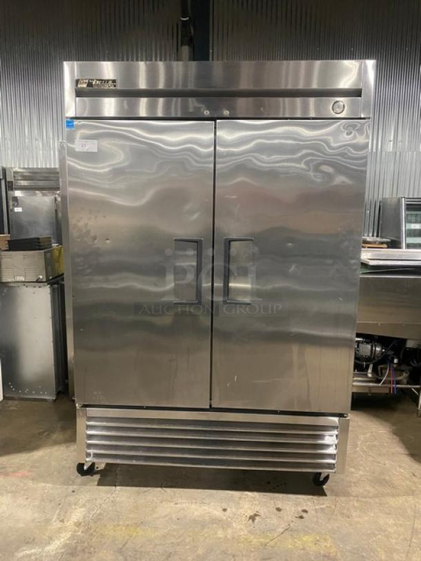 True Commercial Stainless Steel Solid 2 Door Reach In Refrigerator! Energy Star Certified! With Poly Coated Wire Racks! Model: T-49 SN: 7069291! 115V 1 Phase! On Casters! - Image 1 of 10