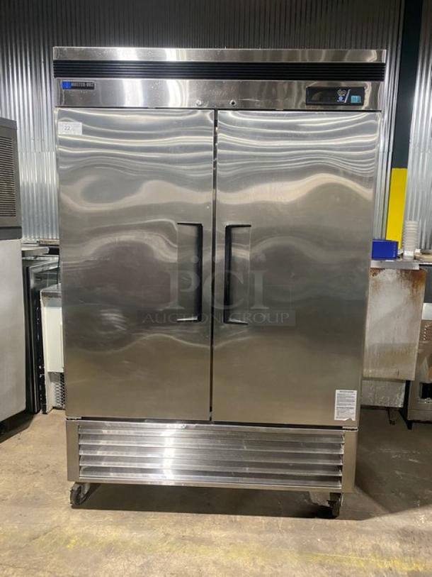 Master-Bilt Commercial Stainless Steel Solid 2 Door Reach In Refrigerator! With Poly Coated Wire Racks! Model: CCR-49DR SN: IT101411! 115V 1 Phase! On Casters! - Image 1 of 10
