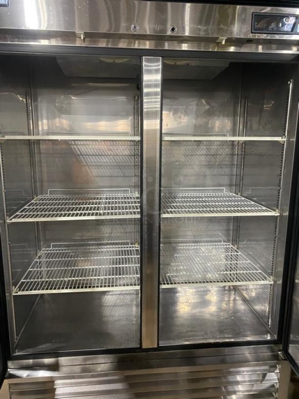 Master-Bilt Commercial Stainless Steel Solid 2 Door Reach In Refrigerator! With Poly Coated Wire Racks! Model: CCR-49DR SN: IT101411! 115V 1 Phase! On Casters! - Image 5 of 10