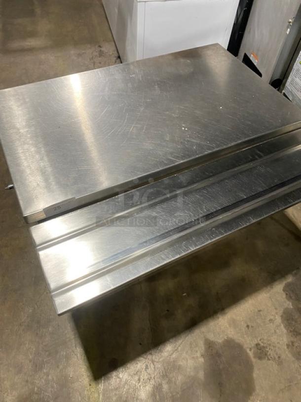 Custom Buffet Style Commercial Stainless Steel Worktop! With Folding Tray Slide! With Enclosed Sliding Door Storage Cabinet Underneath! On Casters! - Image 6 of 9