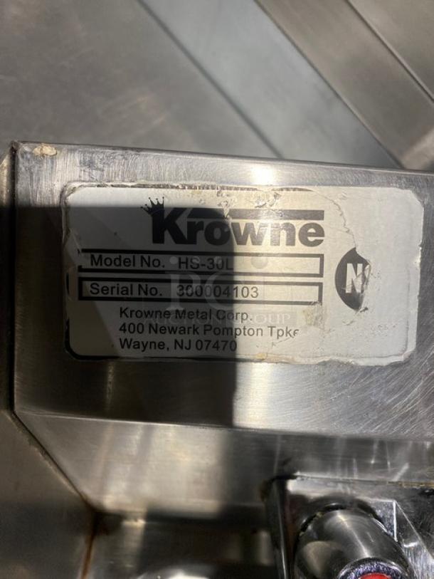 Krowne Commercial Stainless Steel Wall Mounted Hand Washing Sink! With Back & Side Splashes! With Swivel Gooseneck Spout Mounted Faucet! With Drain Basket! Model: HS-30L SN: 300004103! - Image 7 of 10
