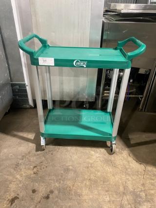 Choice Commercial Green Double Shelf Utility/Bussing Cart! On Casters!