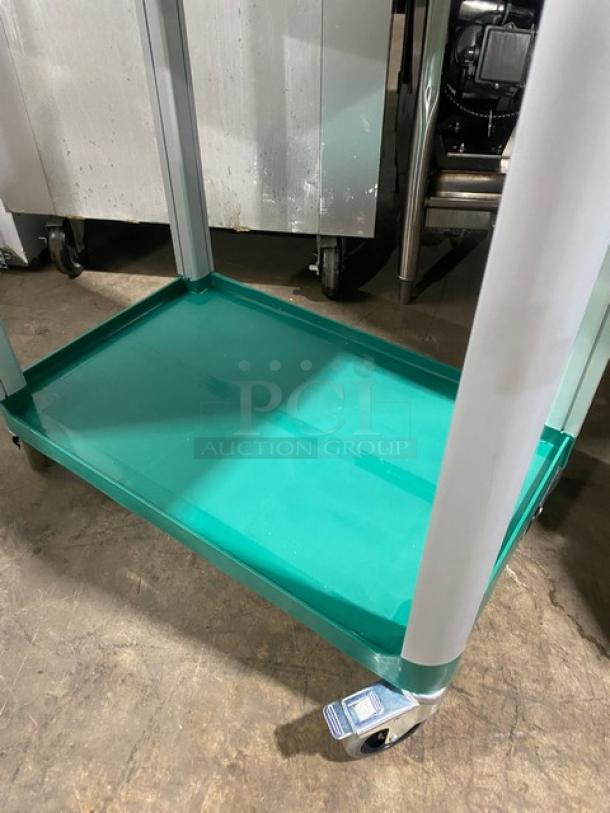 Choice Commercial Green Double Shelf Utility/Bussing Cart! On Casters! - Image 6 of 9
