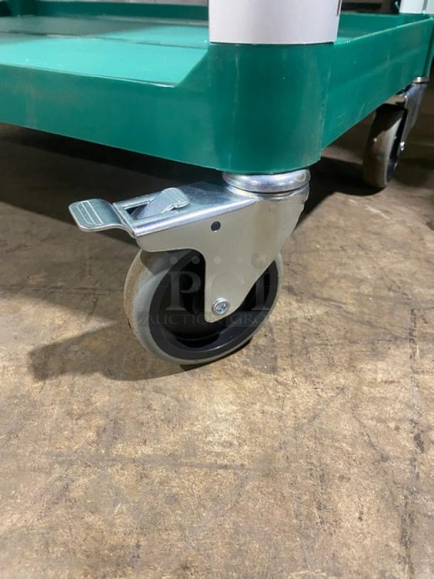 Choice Commercial Green Double Shelf Utility/Bussing Cart! On Casters! - Image 7 of 9