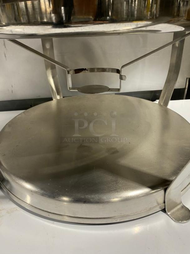 Commercial Stainless Steel Round Roll Top Chafers! With Gold Style Trim! 2X Your Bid! - Image 3 of 8