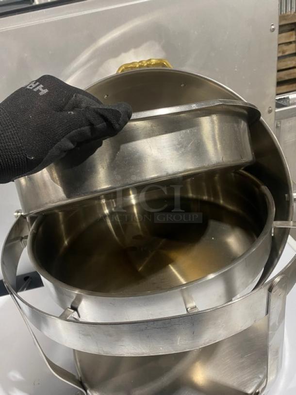 Commercial Stainless Steel Round Roll Top Chafers! With Gold Style Trim! 2X Your Bid! - Image 6 of 8