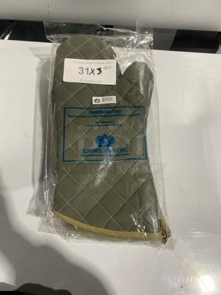New! Johnson-Rose Commercial Fire Resistant Oven Mitts! 3X Your Bid!