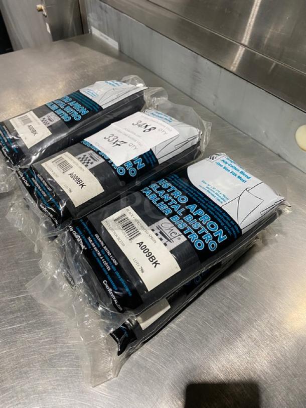 New! Chef Revival Commercial Black One Size Fits Most 4-Sided Bistro Aprons! Model: A009BK! 7X Your Bid! - Image 2 of 5