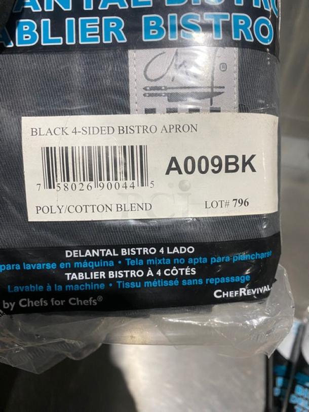 New! Chef Revival Commercial Black One Size Fits Most 4-Sided Bistro Aprons! Model: A009BK! 8X Your Bid! - Image 5 of 5
