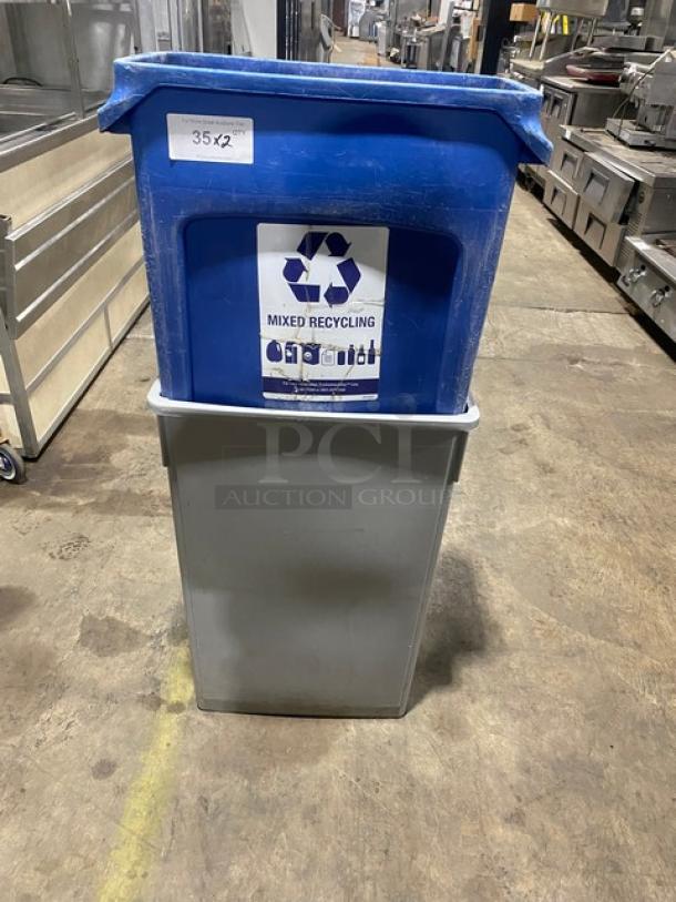 Mixed Commercial Rectangular Recycling/Trash Bins! 2X Your Bid! - Image 1 of 8