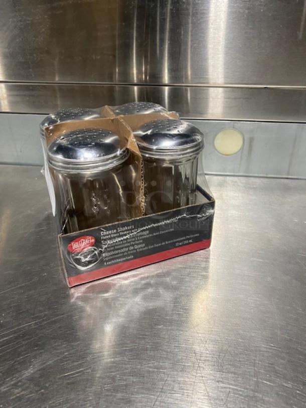 New! Tablecraft Commercial Fluted Glass Shakers! Pack Of 4! With Perforated Stainless Steel Tops! - Image 2 of 7