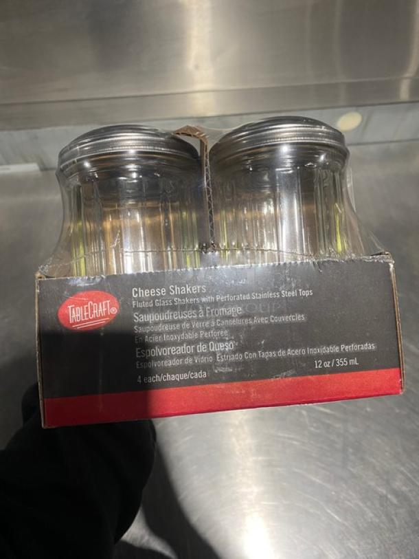 New! Tablecraft Commercial Fluted Glass Shakers! Pack Of 4! With Perforated Stainless Steel Tops! - Image 7 of 7