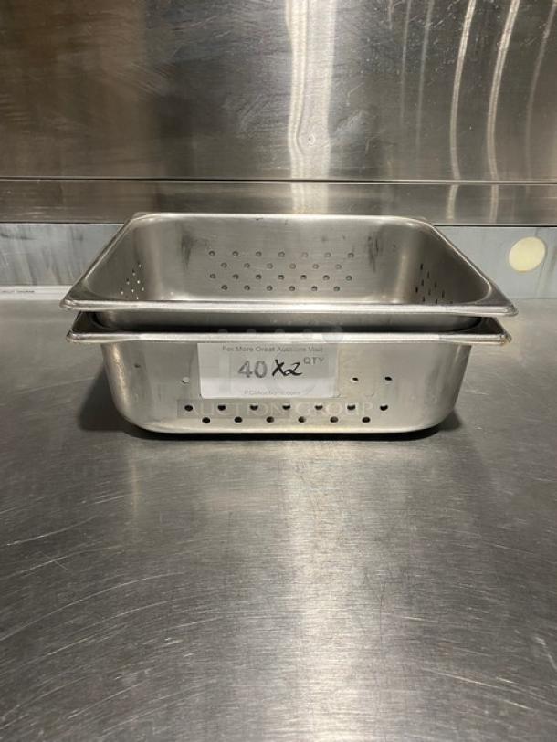 Commercial Stainless Steel Perforated Steam Table/Hotel Pans! 2X Your Bid! - Image 1 of 7