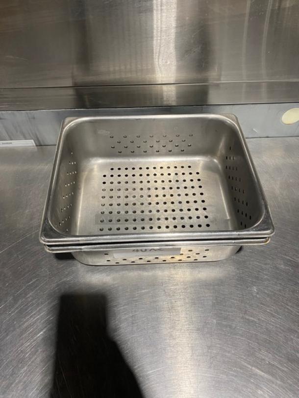 Commercial Stainless Steel Perforated Steam Table/Hotel Pans! 2X Your Bid! - Image 2 of 7
