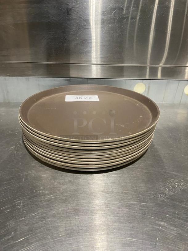 Cambro Camtread Series Commercial Brown Round Serving Trays! 10X Your Bid! - Image 2 of 7