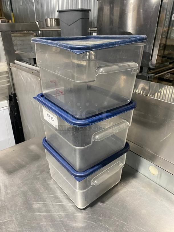 Cambro Commercial Clear Polycarbonate Food Pans! With Side Handles & Blue Lids! 3X Your Bid! - Image 2 of 9