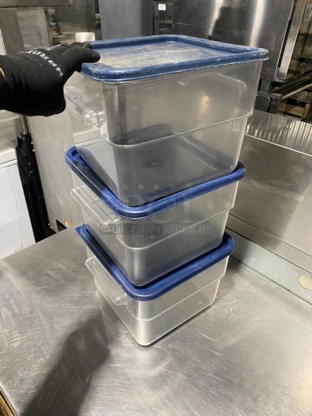 Cambro Commercial Clear Polycarbonate Food Pans! With Side Handles & Blue Lids! 3X Your Bid! - Image 3 of 9