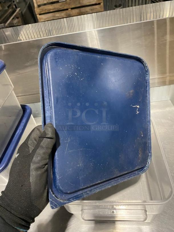 Cambro Commercial Clear Polycarbonate Food Pans! With Side Handles & Blue Lids! 3X Your Bid! - Image 8 of 9