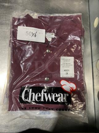New! Chefwear Commercial Burgundy Lightweight Single Breasted Bar Jackets! 6X Your Bid!