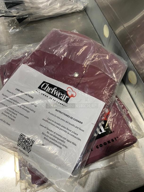 New! Chefwear Commercial Burgundy Lightweight Single Breasted Bar Jackets! 6X Your Bid! - Image 2 of 5