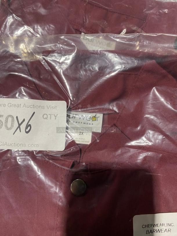 New! Chefwear Commercial Burgundy Lightweight Single Breasted Bar Jackets! 6X Your Bid! - Image 4 of 5