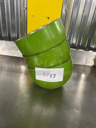 Commercial Stainless Steel Green Double-Wall Hot/Cold Incline Bowls! 3X Your Bid!