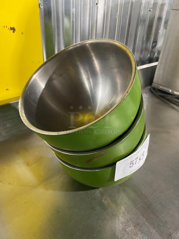 Commercial Stainless Steel Green Double-Wall Hot/Cold Incline Bowls! 3X Your Bid! - Image 2 of 6