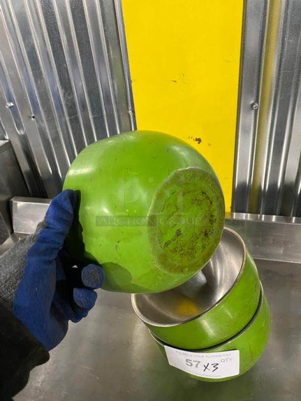 Commercial Stainless Steel Green Double-Wall Hot/Cold Incline Bowls! 3X Your Bid! - Image 4 of 6