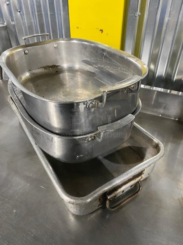 Mixed Commercial Stainless Steel & Aluminum Baking/Roasting Pans! With Handles! 3X Your Bid! - Image 4 of 11
