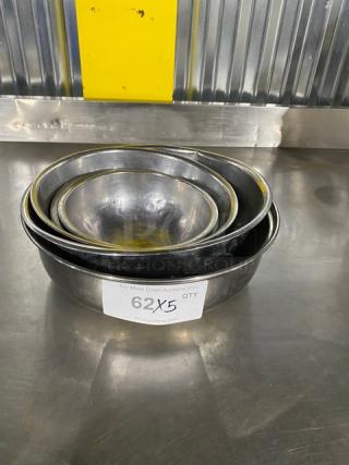 Mixed Commercial Stainless Steel Multi-Size Round Mixing Bowls! With Vollrath Commercial Stainless Steel Water Pan! 5X Your Bid!