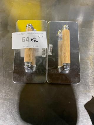 Vollrath Commercial Heavy Duty Cast Aluminum Waffle Patterned Steak Weights! With Wooden Handle! Model: 47709! 2X Your Bid!