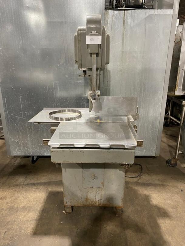 Hobart Commercial Floor Model Vertical Meat Saw! With Stainless Steel Worktop & Band Saw Blades! Model: 5313G SN: 1082037! 230V 1 Phase! On Legs! - Image 1 of 13