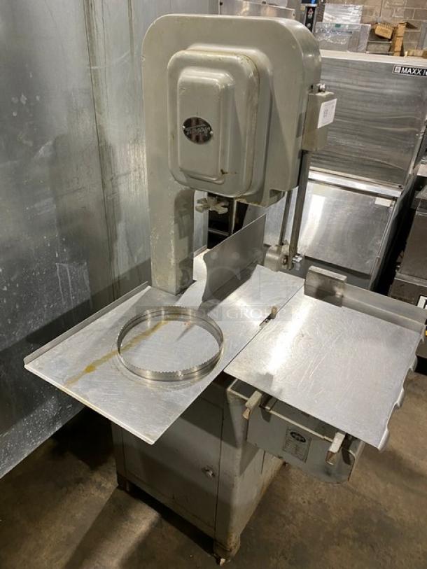 Hobart Commercial Floor Model Vertical Meat Saw! With Stainless Steel Worktop & Band Saw Blades! Model: 5313G SN: 1082037! 230V 1 Phase! On Legs! - Image 2 of 13