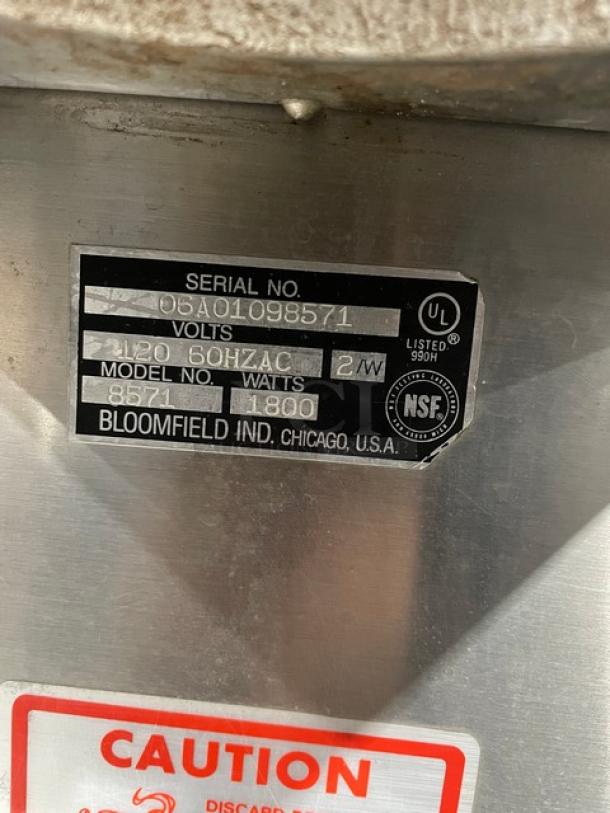 Bloomfield Commercial Stainless Steel Countertop Pour-Over Low-Profile Coffee Brewer! With 3 Warmers & Individual Controls! Model: 8571 SN: 06A01098571! 120V 1 Phase! - Image 8 of 9
