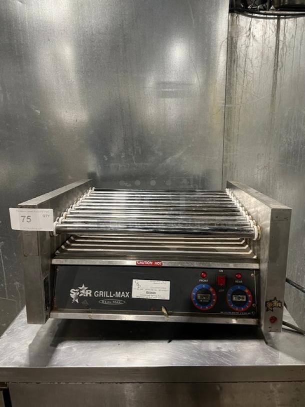 Star Grill-Max Commercial Stainless Steel Electric Powered Countertop 30 Count Hot Dog Roller Grill! With Slanted Chrome Rollers! With Seal-Max Heavy-Duty Roller Bearings & Dual Seals! Model: 30C SN: C3003122! 120V 1 Phase! - Image 1 of 9