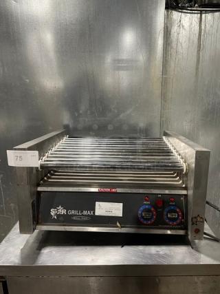 Star Grill-Max Commercial Stainless Steel Electric Powered Countertop 30 Count Hot Dog Roller Grill! With Slanted Chrome Rollers! With Seal-Max Heavy-Duty Roller Bearings & Dual Seals! Model: 30C SN: C3003122! 120V 1 Phase!