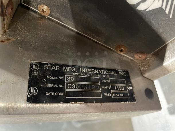 Star Grill-Max Commercial Stainless Steel Electric Powered Countertop 30 Count Hot Dog Roller Grill! With Slanted Chrome Rollers! With Seal-Max Heavy-Duty Roller Bearings & Dual Seals! Model: 30C SN: C3003122! 120V 1 Phase! - Image 8 of 9