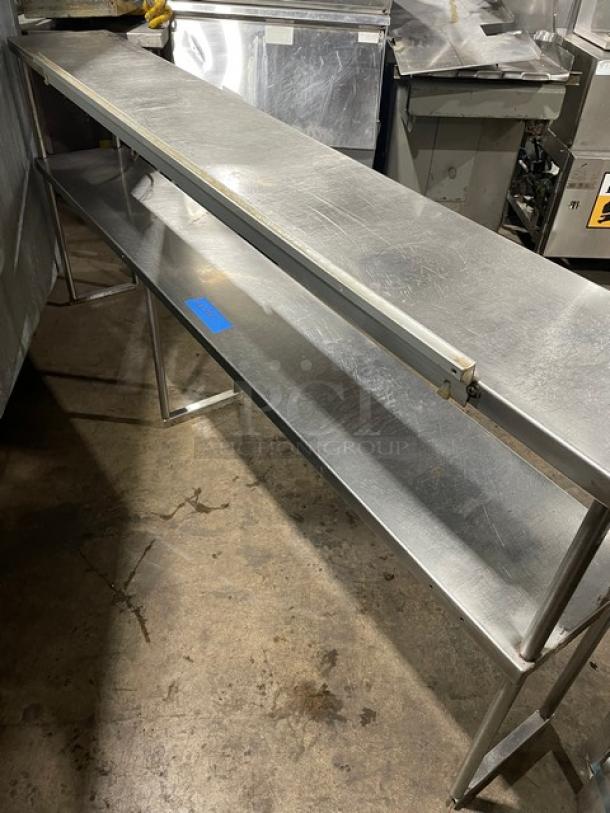 Commercial Stainless Steel Double Overhead Shelf! With Electric Powered Undershelf Food Warming Heat Lamp! With Check/Order Racks! On Brackets! - Image 3 of 10
