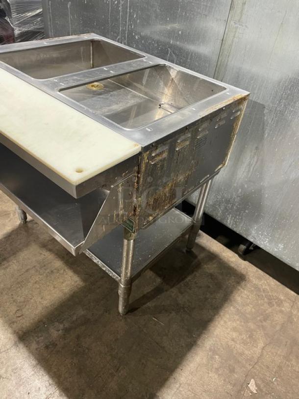 Eagle Group Commercial Stainless Steel Natural Gas Powered Free Standing Two Pan Sealed Well Water Bath Steam Table! With Removable Cutting Board! With Undershelf! Model: ASWT2-NG SN: 1910170002! On Legs! - Image 2 of 12