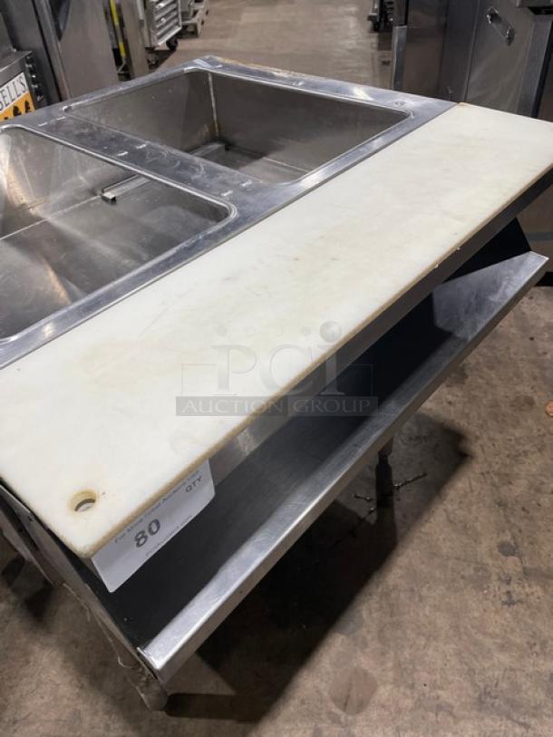 Eagle Group Commercial Stainless Steel Natural Gas Powered Free Standing Two Pan Sealed Well Water Bath Steam Table! With Removable Cutting Board! With Undershelf! Model: ASWT2-NG SN: 1910170002! On Legs! - Image 6 of 12