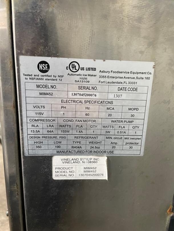 Maxx Ice Commercial Stainless Steel Full Dice Ice Making Machine Head! Model: MIM452 SN: 1307045200076! 115V 1 Phase! With Cornelius Commercial Stainless Steel Ice Bin! With Top-Hinged Front Open Lift Style Door & Ice Scooper! On Legs! All One Money! - Image 10 of 13