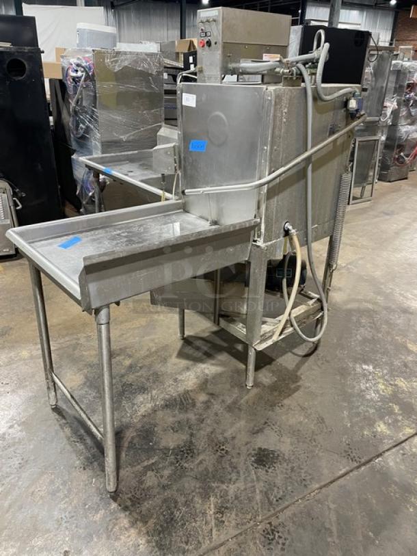 Custom Commercial Stainless Steel Dish Washing Station! With Commercial Heavy Duty Ware Washing Machine! With Full Size Peg Racks! With Left Side Drain Board/Single Bay Sink! With Right Side Drain Board! With Back Splash!  On Legs! All One Money! - Image 2 of 13
