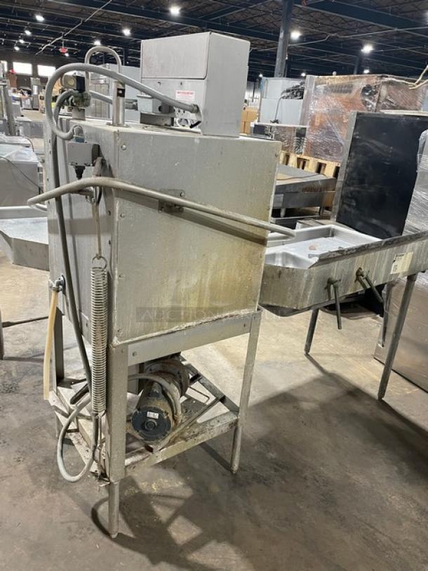 Custom Commercial Stainless Steel Dish Washing Station! With Commercial Heavy Duty Ware Washing Machine! With Full Size Peg Racks! With Left Side Drain Board/Single Bay Sink! With Right Side Drain Board! With Back Splash!  On Legs! All One Money! - Image 3 of 13