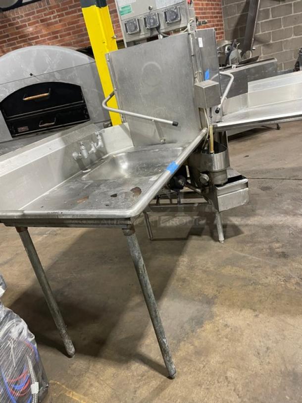 Custom Commercial Stainless Steel Dish Washing Station! With Commercial Heavy Duty Ware Washing Machine! With Full Size Peg Racks! With Left Side Drain Board/Single Bay Sink! With Right Side Drain Board! With Back Splash!  On Legs! All One Money! - Image 4 of 13
