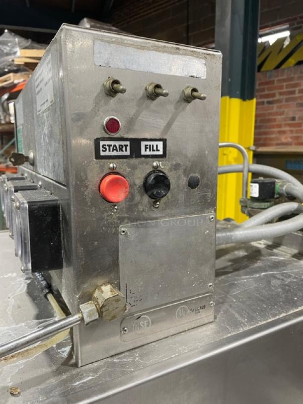 Custom Commercial Stainless Steel Dish Washing Station! With Commercial Heavy Duty Ware Washing Machine! With Full Size Peg Racks! With Left Side Drain Board/Single Bay Sink! With Right Side Drain Board! With Back Splash!  On Legs! All One Money! - Image 8 of 13