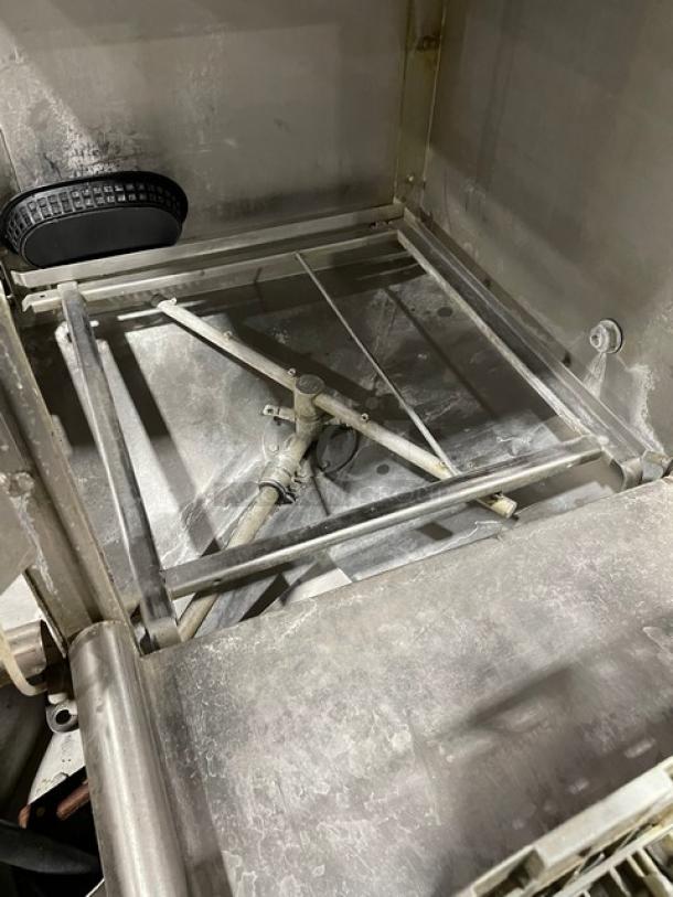 Custom Commercial Stainless Steel Dish Washing Station! With Commercial Heavy Duty Ware Washing Machine! With Full Size Peg Racks! With Left Side Drain Board/Single Bay Sink! With Right Side Drain Board! With Back Splash!  On Legs! All One Money! - Image 10 of 13