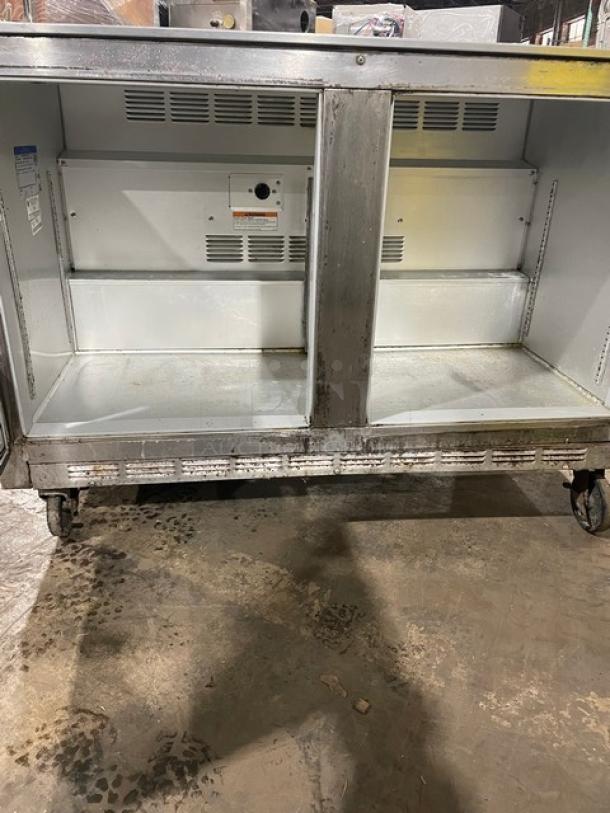 Beverage-Air Commercial Stainless Steel 2 Door Undercounter Refrigerator! With Stainless Steel Worktop! Model: UCR48A SN: 7901764! 115V 1 Phase! On Casters! - Image 5 of 9