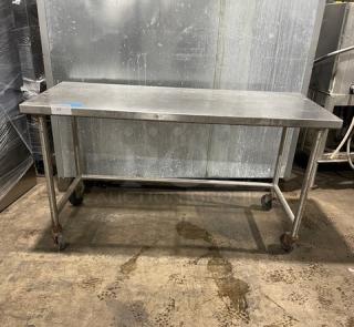 Commercial Stainless Steel Worktop Table! On Casters!